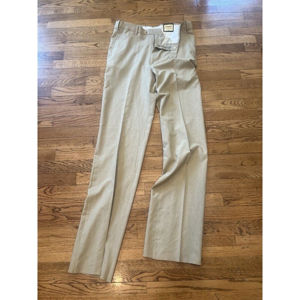Unhemmed NWT Berle Microfiber Polyester Dress Pants  Men's Beige SZ 35